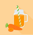 carrot juice in mason jar with vector image vector image