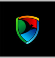 bird logo with shield concept vector image vector image