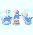 birthday boy cute little whale vector image vector image