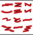 red ribbon set in isolated for celebration banner vector image