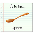 Flashcard letter S is for spoon Royalty Free Vector Image