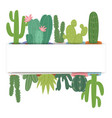 frame cactus with flowers and green vector image vector image