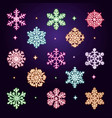 neon snowflakes collection vector image vector image