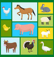 set of farm domestic animals seamless pattern vector image