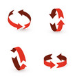 3d rotation sign red icon 360 arrows vector image