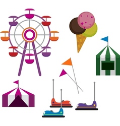 Amusement park objects icon set Royalty Free Vector Image