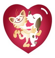 cute cat and dog kissing vector image vector image
