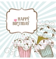 happy birthday card with cupcakes vector image