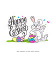 happy easter easter bunnies and egg in field vector image