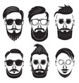 hipster face on a white background bearded man vector image
