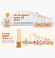 paleontological museum advertising webpage set vector image