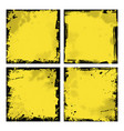four yellow grunge frames with halftones vector image vector image