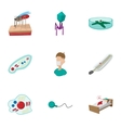 malaria icons set cartoon style vector image vector image