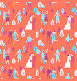 seamless pattern in flat linear style - happy vector image vector image