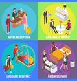 hotel service concept flat isometric poster vector image vector image