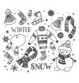 winter doodle set vector image