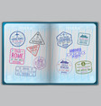 open passport for foreign traveling vector image