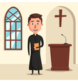 young catholic priest cartoon vector image