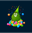 cartoon avocado character celebrate holiday party vector image vector image