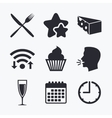 food icons muffin cupcake symbol fork knife vector image