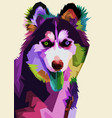 siberian husky dog on pop art style vector image vector image