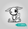 angry sewn voodoo bunny finger gesture ok vector image