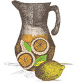 hand drawing jug with lemonade vector image