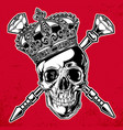 skull king crown black red diamond vector image