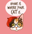cute cat card hipster kitty in hat vector image vector image