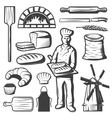 vintage bakery elements set vector image
