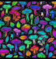 seamless with mushrooms bright psychedelic colors vector image vector image