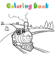 train coloring page cartoon vector image