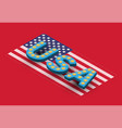 3d usa font on isometric flag vector image vector image