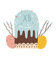 easter bakery with pussy willow branch and vector image
