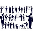 set business people in action silhouettes vector image