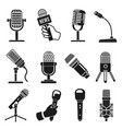 microphone silhouette modern and old vintage mic vector image