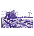 tulip valley and flower harvester monochrome vector image