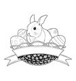 easter bunny rabbit in basket vector image