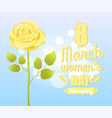 yellow rose flower with green leaves on long stem vector image