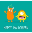happy halloween greeting card yellow and orange vector image