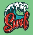 color calligraphic inscription surfing with wave vector image