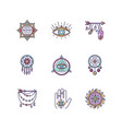 magical accessories in boho style rgb color icons vector image
