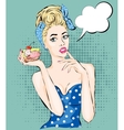 pop art woman with morning cup of tea vector image