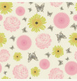 retro flowers and butterflies pattern print roses vector image