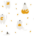 seamless pattern with thanksgiving cats vector image vector image