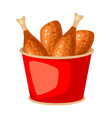 fried chicken in red bucket fast food snack vector image vector image