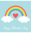 happy valentines day love card red heart rainbow vector image