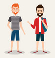 two friendly man students friends together young vector image