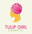 beauty feminine cosmetic logo template with tulip vector image vector image