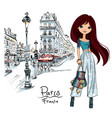 fashion girl in paris vector image vector image